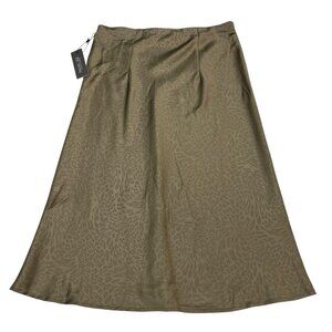 Rachel Zoe Skirt Womens 10 Green Satin Animal Print Pull On Midi Modern‎ Y2K